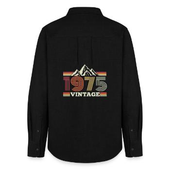 Birthday 1975 Retro Nature Hiking Mountains - Women's Oxford Shirt - black - Back - AI Model Female 172 light (172cm)