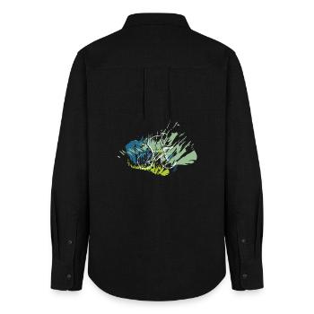 Rickel's Design: Cyclists 2025 - Women's Oxford Shirt - black - Back - AI Model Female 172 light (172cm)