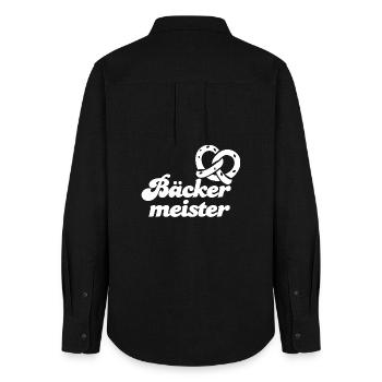 Bäckermeister - Frauen Oxford Hemd - Schwarz - Hinten - AI Model Female 172 light (172cm)