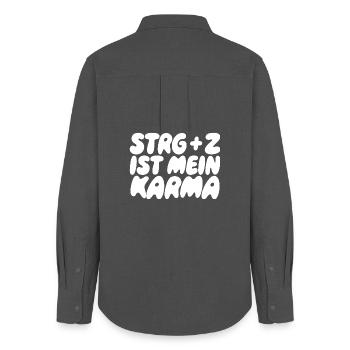 Ctrl+Z Karma – Ctrl+Z est Karma - Chemise Oxford Femme - charbon - Dos - AI Model Female 172 light (172cm)