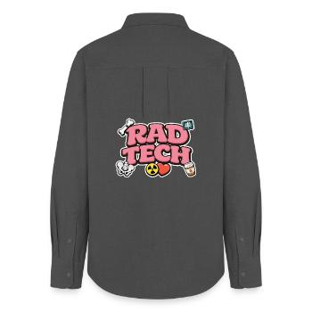 Rad Tech Radiologie Humour Design Médical - Chemise Oxford Femme - charbon - Dos - AI Model Female 172 light (172cm)