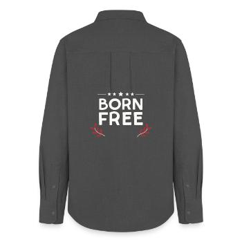 Born Free - Women's Oxford Shirt - anthracite - Back - AI Model Female 172 light (172cm)
