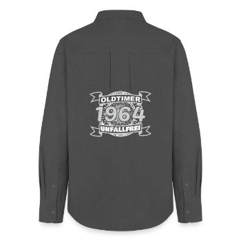 Oldtimer 1964 - Frauen Oxford Hemd - Anthrazit - Hinten - AI Model Female 172 light (172cm)