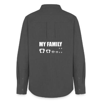MY FAMILY / MANN, FRAU, SOHN, TOCHTER und HUND - Frauen Oxford Hemd - Anthrazit - Hinten - AI Model Female 172 light (172cm)