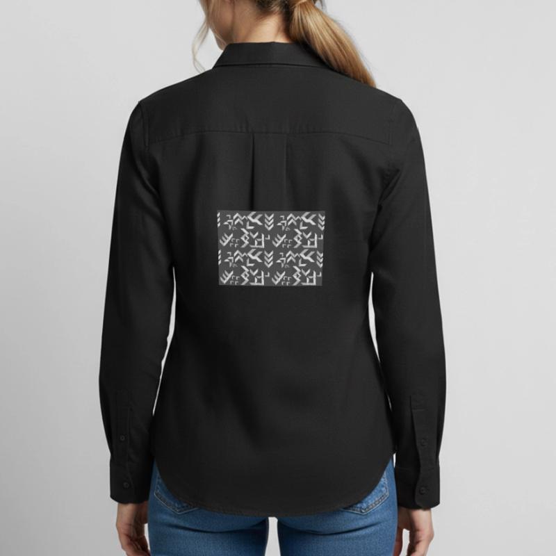 Deco pattern triangles grey-white Women's Oxford Shirt