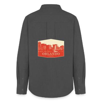 Orlando Skyline Vintage Florida - Women's Oxford Shirt - anthracite - Back - AI Model Female 172 light (172cm)