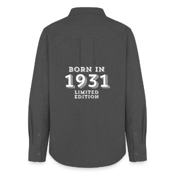 93 years, year of birth, date of birth - Women's Oxford Shirt - anthracite - Back - AI Model Female 172 light (172cm)