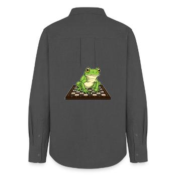 Frog Chessboard Chess Board Game - Women's Oxford Shirt - anthracite - Back - AI Model Female 172 light (172cm)