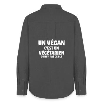 vegan, vegan, vegetarian, food - Women's Oxford Shirt - anthracite - Back - AI Model Female 172 light (172cm)