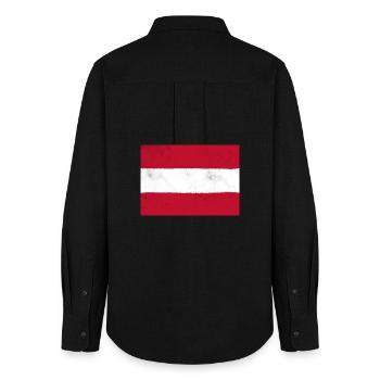 Le drapeau de l’Autriche – un symbole national classique - Chemise Oxford Femme - noir - Dos - AI Model Female 172 light (172cm)