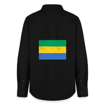 Drapeau du Gabon – Couleurs de l’Afrique - Chemise Oxford Femme - noir - Dos - AI Model Female 172 light (172cm)