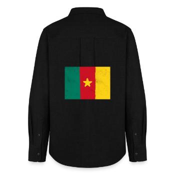 Flag of Cameroon - Women's Oxford Shirt - black - Back - AI Model Female 172 light (172cm)