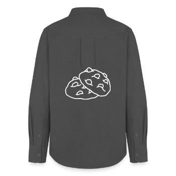 Schokokeks Skizze – süßes minimalistisches Design - Frauen Oxford Hemd - Anthrazit - Hinten - AI Model Female 172 light (172cm)