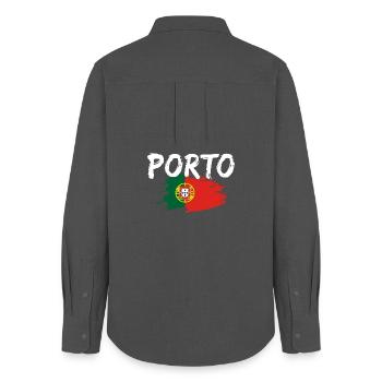 Drapeau de Porto Portugal - Chemise Oxford Femme - charbon - Dos - AI Model Female 172 light (172cm)