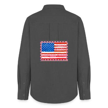 MAKE_AMERICA_HUMAN_AGAIN-_A5 - Frauen Oxford Hemd - Anthrazit - Hinten - AI Model Female 172 light (172cm)
