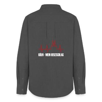 Cologne skyline with heartbeat from the cathedral - Women's Oxford Shirt - anthracite - Back - AI Model Female 172 light (172cm)