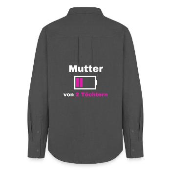 Mutter Tochter Spruch Stolz Mama 2 Kinder Geschenk - Frauen Oxford Hemd - Anthrazit - Hinten - AI Model Female 172 light (172cm)