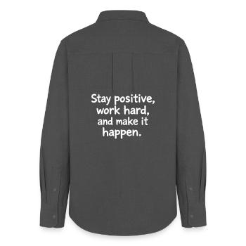 stay positive - Women's Oxford Shirt - anthracite - Back - AI Model Female 172 light (172cm)