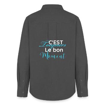c'est toujours le bon moment - Chemise Oxford Femme - charbon - Dos - AI Model Female 172 light (172cm)
