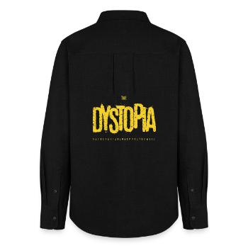 Dystopie – Streetwear grunge | Cyberpunk - Chemise Oxford Femme - noir - Dos - AI Model Female 172 light (172cm)