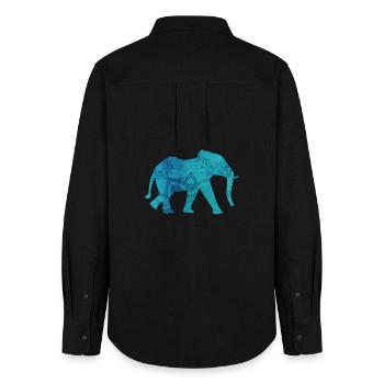 Elefant Yoga Mandala Ornament Muster Yogi Indien - Frauen Oxford Hemd - Schwarz - Hinten - AI Model Female 172 light (172cm)