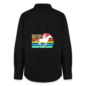 Race Day Retro Horse Racing Track Day Pride - Women's Oxford Shirt - black - Back - AI Model Female 172 light (172cm)