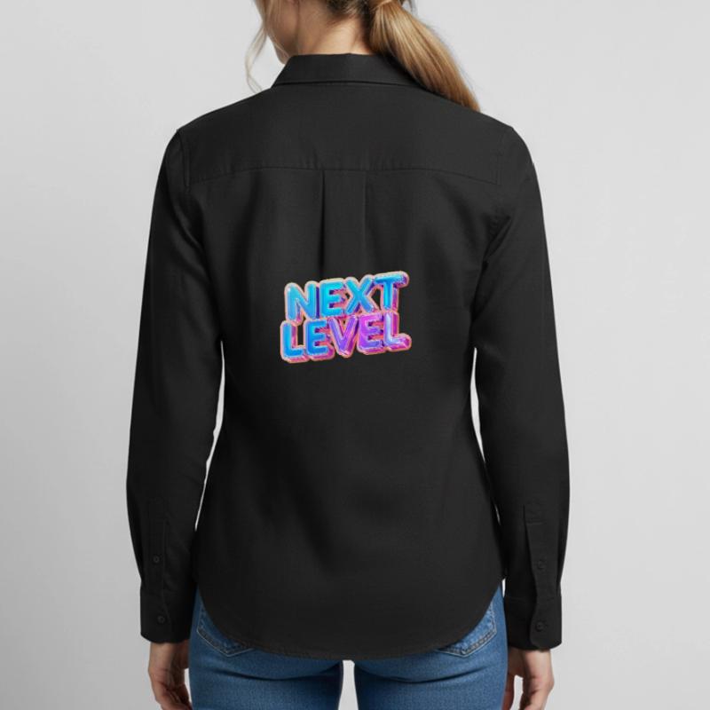 Next Level 3D Text — Bold Gradient Design Women's Oxford Shirt