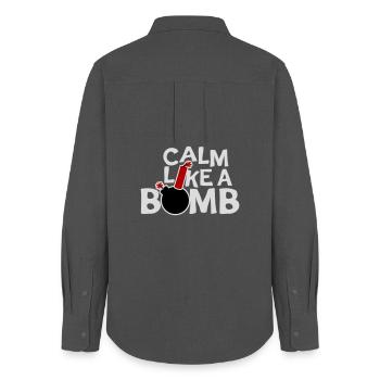Calm Like Bomb Paradox Ironie Humor Explosiv Witz - Frauen Oxford Hemd - Anthrazit - Hinten - AI Model Female 172 light (172cm)