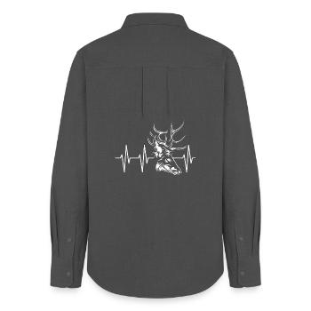 Hirsch Elch Geweih Symbol Herzschlag Puls Ekg - Frauen Oxford Hemd - Anthrazit - Hinten - AI Model Female 172 light (172cm)