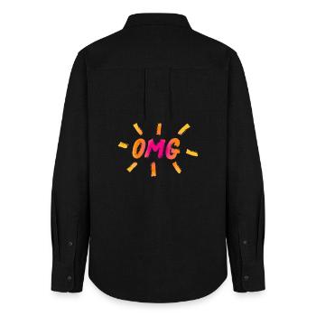 OMG pinceau bande dessinée cool dictons citations coloré - Chemise Oxford Femme - noir - Dos - AI Model Female 172 light (172cm)