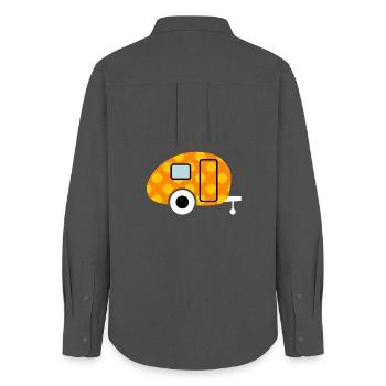Caravan Caravan Flowers Camping Retro Vintage Fan - Women's Oxford Shirt - anthracite - Back - AI Model Female 172 light (172cm)