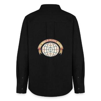 Vintage Globe Soccer Football Fan Retro Shirt - Frauen Oxford Hemd - Schwarz - Hinten - AI Model Female 172 light (172cm)