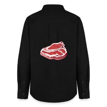 magnificent raw T Bone Steak for barbecues - Women's Oxford Shirt - black - Back - AI Model Female 172 light (172cm)