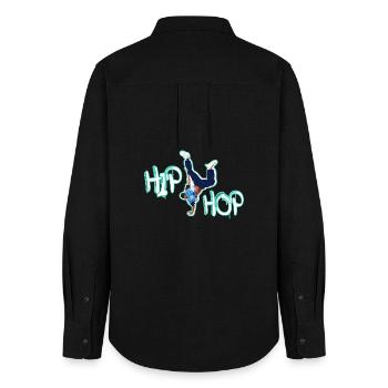 HIP HOP - Chemise Oxford Femme - noir - Dos - AI Model Female 172 light (172cm)