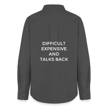 Difficult Women Expensive Clever Mouth - Women's Oxford Shirt - anthracite - Back - AI Model Female 172 light (172cm)