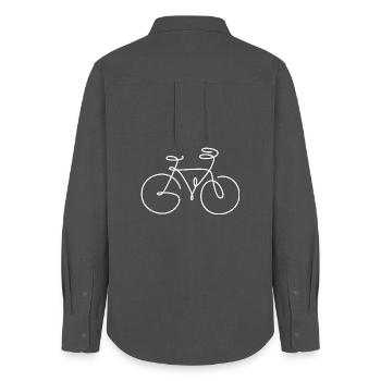 Design de Vélo Minimaliste Ligne Blanche - Chemise Oxford Femme - charbon - Dos - AI Model Female 172 light (172cm)