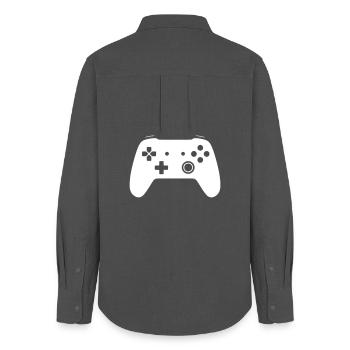 Modernes Gamepad Controller Zocken Vektor - Frauen Oxford Hemd - Anthrazit - Hinten - AI Model Female 172 light (172cm)