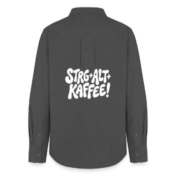 Ctrl Alt Coffee Design - Women's Oxford Shirt - anthracite - Back - AI Model Female 172 light (172cm)