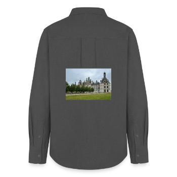 Château de Chambord - Frauen Oxford Hemd - Anthrazit - Hinten - AI Model Female 172 light (172cm)