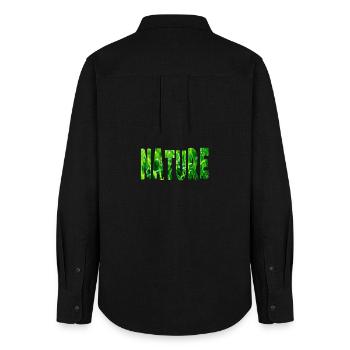 Mot Nature avec texture d'herbe verte - Chemise Oxford Femme - noir - Dos - AI Model Female 172 light (172cm)