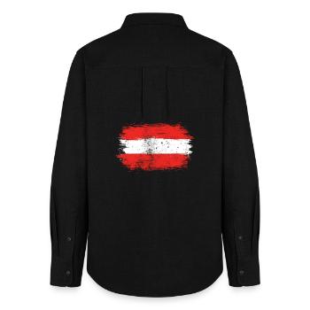 Red-White-Red Brush Flag - Women's Oxford Shirt - black - Back - AI Model Female 172 light (172cm)