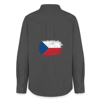 Pinselstrich Tschechische Flagge - Frauen Oxford Hemd - Anthrazit - Hinten - AI Model Female 172 light (172cm)