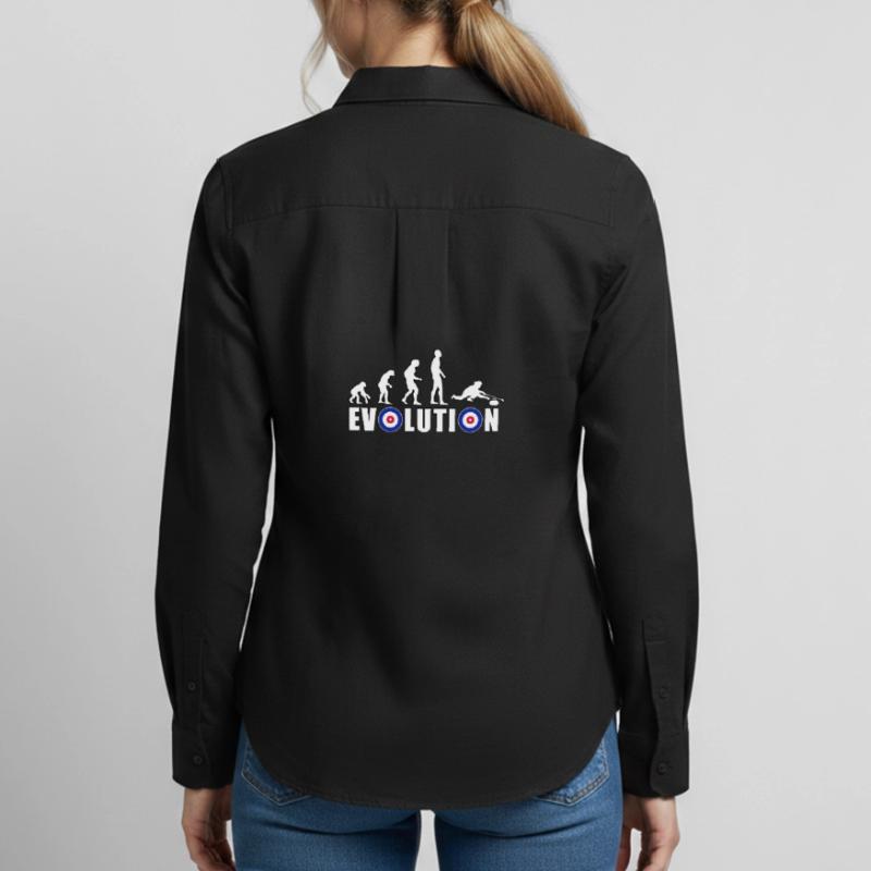 EVOLUTION CURLING Eisstockschießen Geschenk Winter Frauen Oxford Hemd
