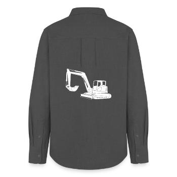 Baggerfahrer Silhouette - Baugeräteführer - Frauen Oxford Hemd - Anthrazit - Hinten - AI Model Female 172 light (172cm)