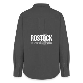 Koordinaten Rostock - Frauen Oxford Hemd - Anthrazit - Hinten - AI Model Female 172 light (172cm)