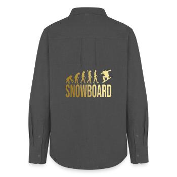 Evolution Snowboard - Frauen Oxford Hemd - Anthrazit - Hinten - AI Model Female 172 light (172cm)