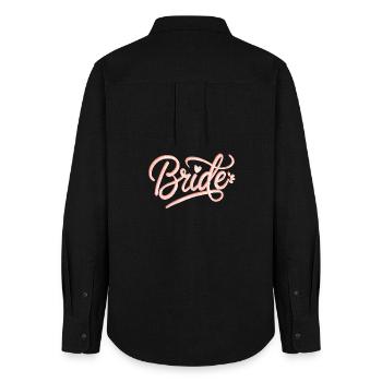 Brautglitzer Schrift - Frauen Oxford Hemd - Schwarz - Hinten - AI Model Female 172 light (172cm)