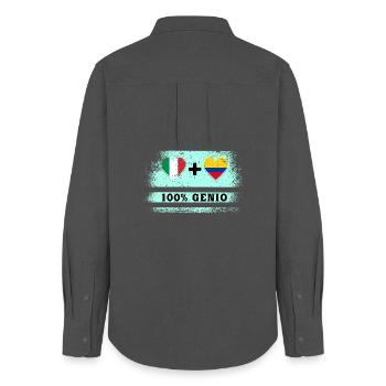 Italy and Colombia 100% genius flag - Women's Oxford Shirt - anthracite - Back - AI Model Female 172 light (172cm)