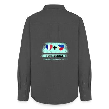 Flagge Frankreich und Philippinen 100% genial - Frauen Oxford Hemd - Anthrazit - Hinten - AI Model Female 172 light (172cm)