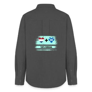 Schottland und die Niederlande 100% Genius Flagge - Frauen Oxford Hemd - Anthrazit - Hinten - AI Model Female 172 light (172cm)